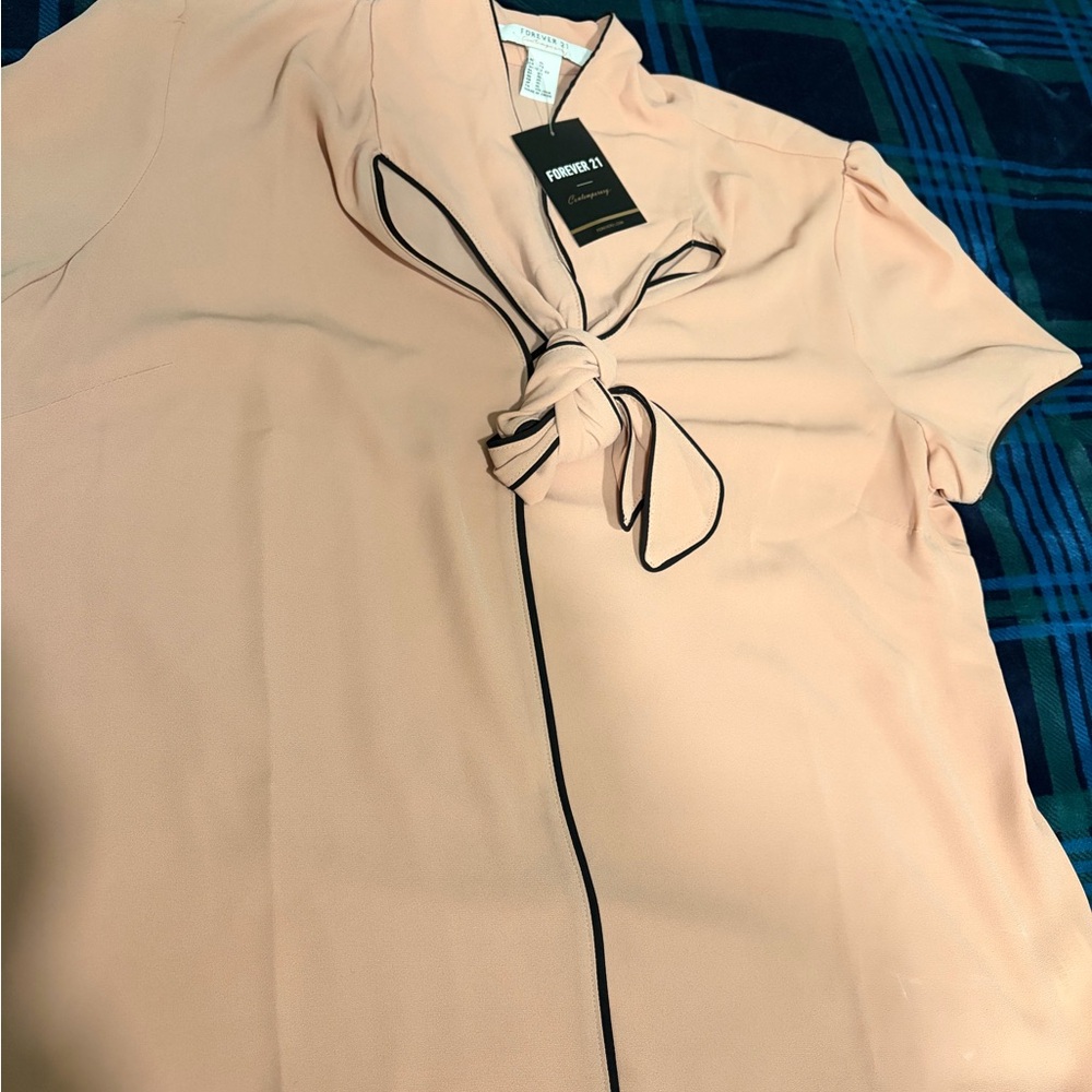 Forever 21 Blush Blouse with Black Piping